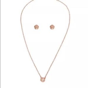 NWT🌹COACH Open Circle Necklace & Tea Rose Earrings Set, GREAT GIFT!